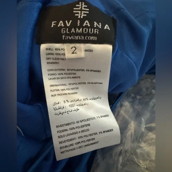 Faviana Cobalt Blue Satin Scoop Neck Dress With Lace Up Back | ES10890 - Picture 5 of 5